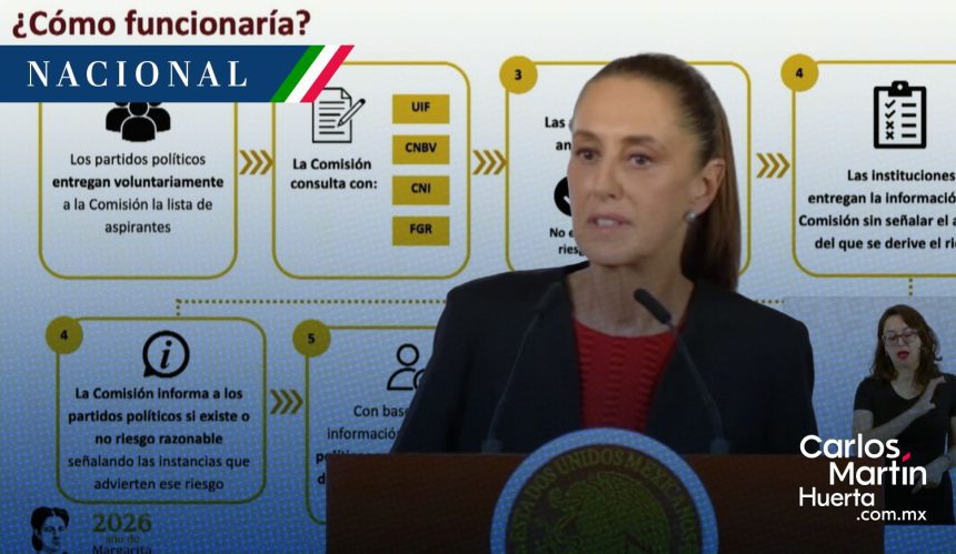 Sheinbaum propone crear comisión en el INE para revisar nexos de candidatos con el crimen
