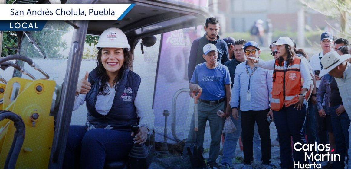 Lupita Cuautle encabeza jornada de mantenimiento y mejora urbana en San Antonio Cacalotepec