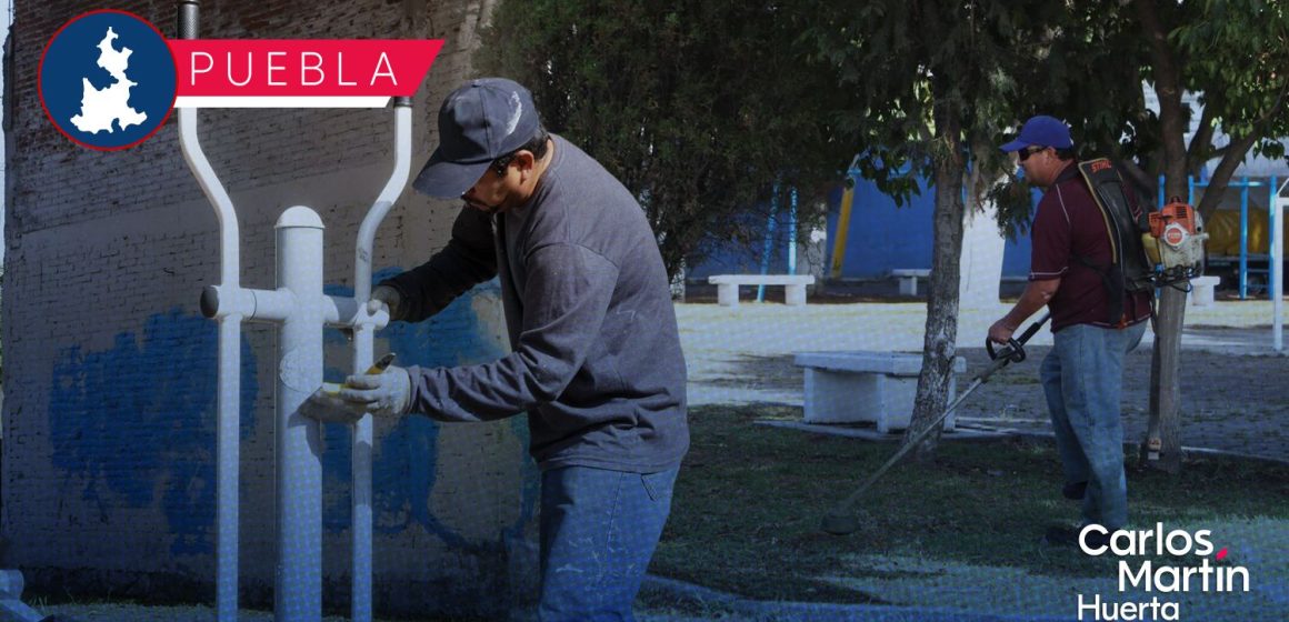 Realizan labores de poda y chapeo en el Parque San Rafael en Puebla
