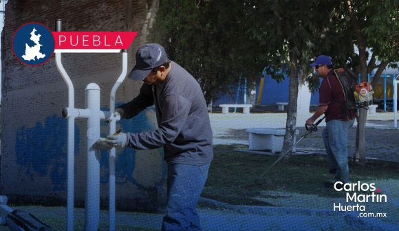 Realizan labores de poda y chapeo en el Parque San Rafael en Puebla