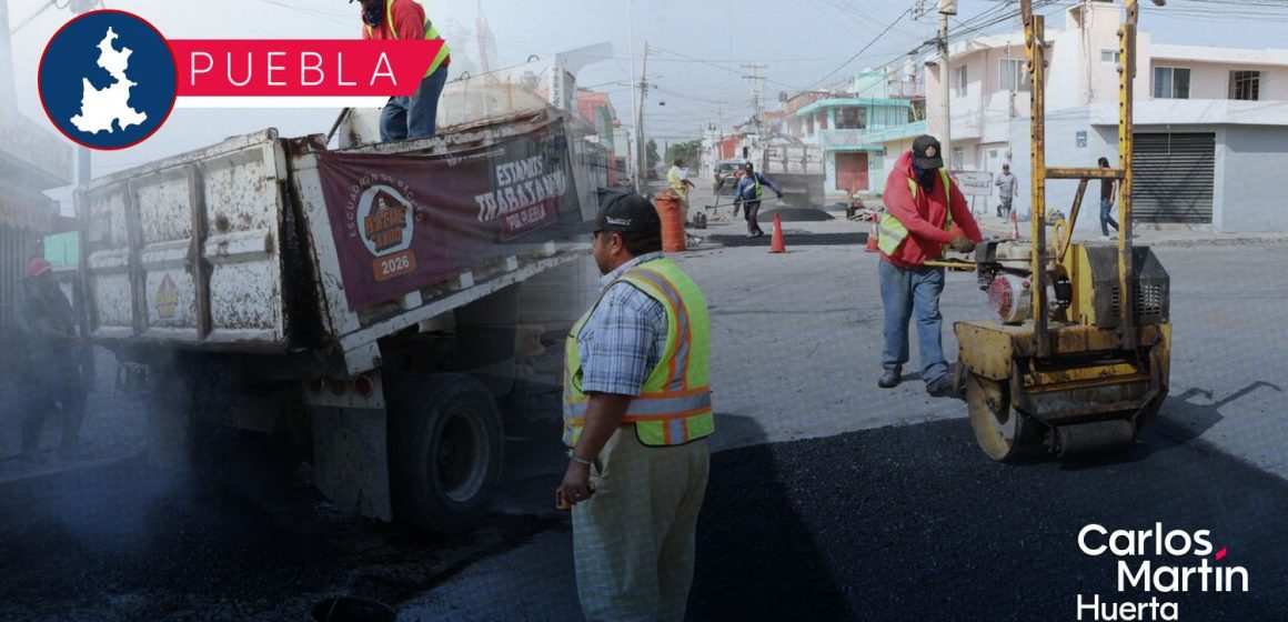 Adiós a los baches: Transforma las vialidades de Puebla con el “Tren Capitalino de Pavimentación”