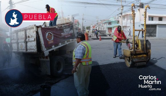 Adiós a los baches: Transforma las vialidades de Puebla con el “Tren Capitalino de Pavimentación”