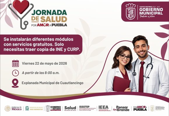 Cuautlancingo será sede de la Mega Jornada de Salud “Por Amor a Puebla”: Servicios y Cirugías Gratis