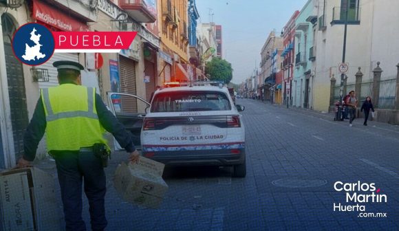 Realizan operativo contra apartado de lugares en el Centro Histórico de Puebla