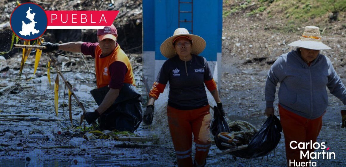 Prevención ante las lluvias en Puebla: Realizan limpieza masiva en el vaso regulador Puente Negro