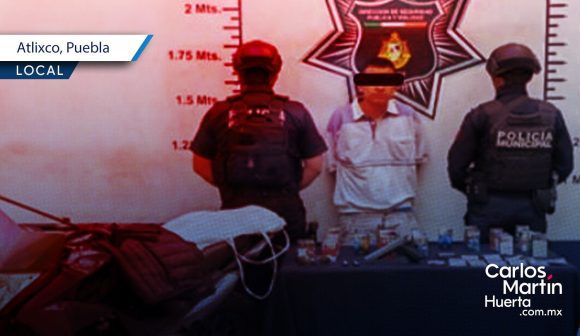 Policía de Atlixco detiene a sujeto tras persecución: Asaltó un OXXO con arma de fuego