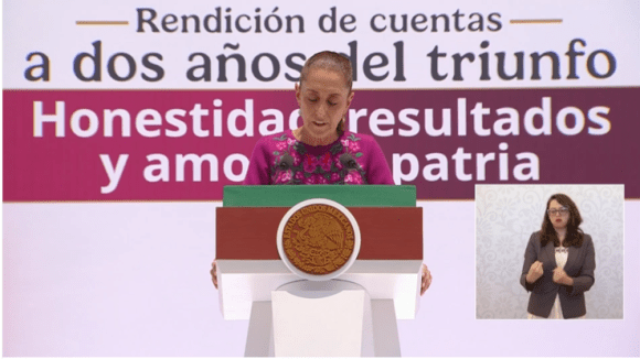 Sheinbaum rinde informe a dos años de su triunfo electoral: rechaza injerencia extranjera