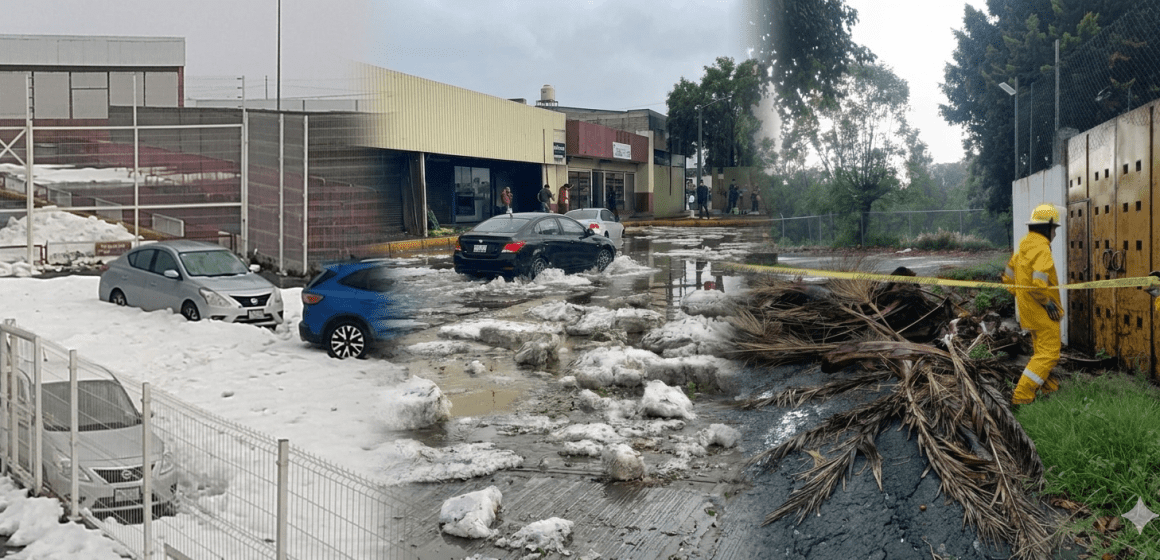 Lluvia y granizo azotan la capital poblana y dejan árboles derribados y calles colapsadas