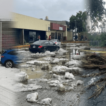 Lluvia y granizo azotan la capital poblana y dejan árboles derribados y calles colapsadas
