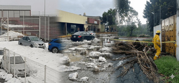 Lluvia y granizo azotan la capital poblana y dejan árboles derribados y calles colapsadas