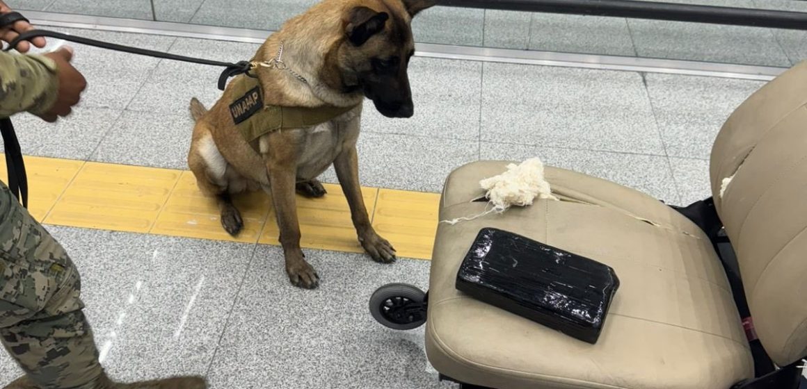 Detienen en el AICM a hombre con cocaína oculta en una silla de ruedas