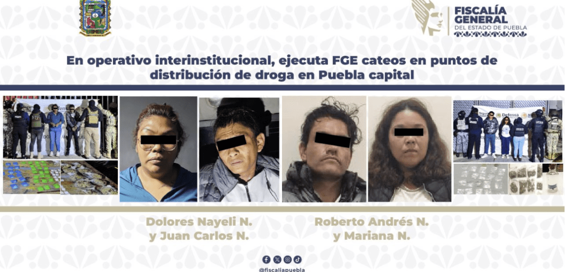 Golpe al narcomenudeo en Puebla: aseguran droga y detienen a cuatro personas