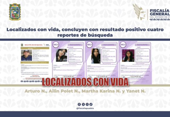 Fiscalía de Puebla localiza a cuatro personas reportadas como desaparecidas