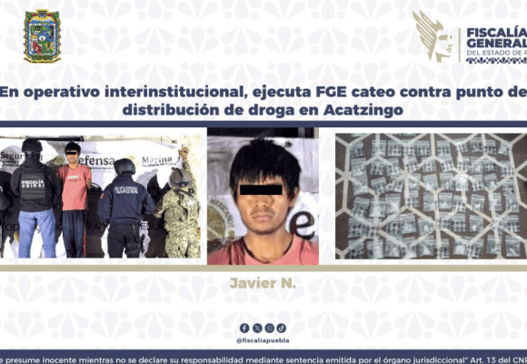 Cateo en Acatzingo: FGE asegura presunto punto de venta de droga; hay un detenido