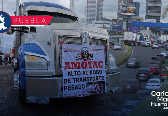 Caos vial en la México-Puebla y Vía Atlixcáyotl por paro nacional de AMOTAC