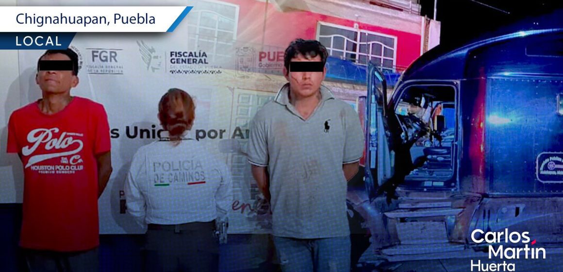 Policía Estatal y Marina detienen a dos asaltantes de transporte de carga en Chignahuapan