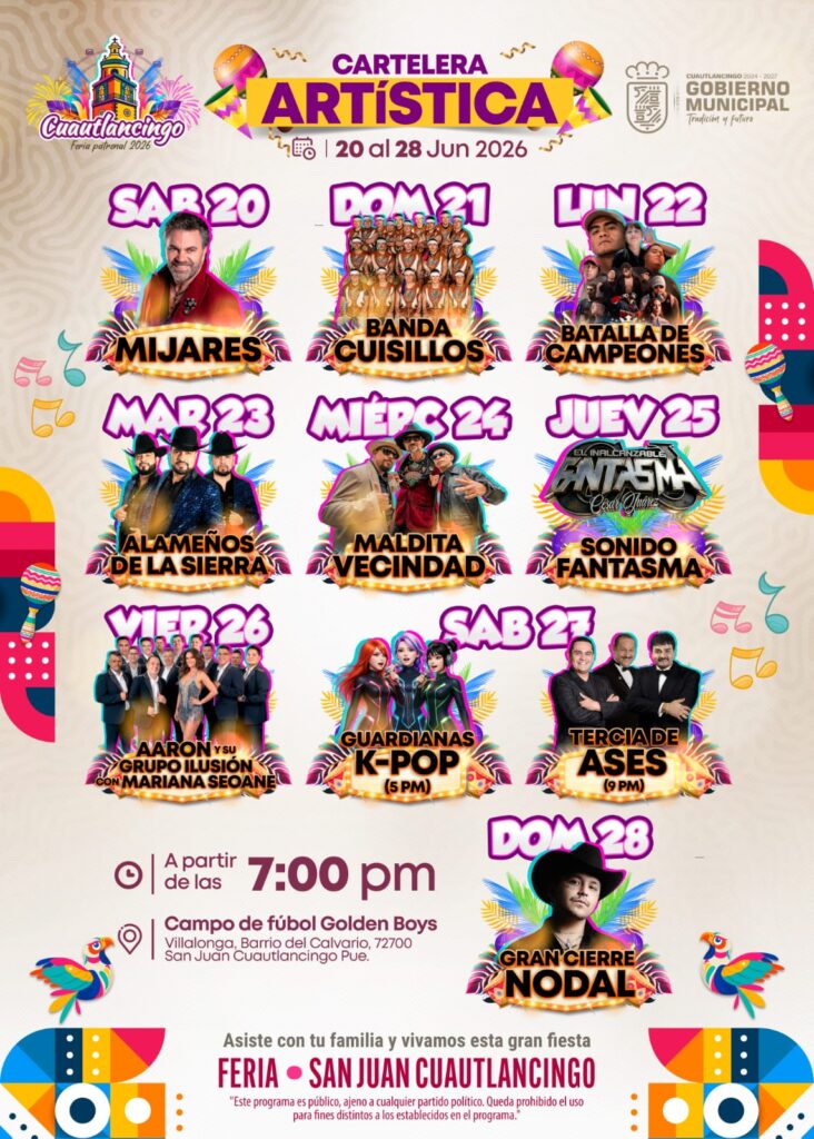 Cuautlancingo presenta su Feria Patronal 2026 Fechas y cartelera artística 3