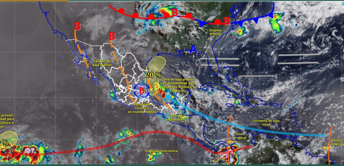 Potencial ciclón y canales de baja presión provocarán lluvias intensas en 6 estados