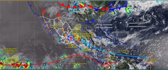 Potencial ciclón y canales de baja presión provocarán lluvias intensas en 6 estados