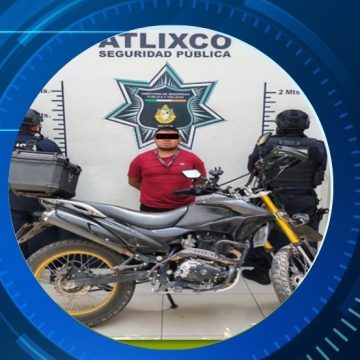 Policía de Atlixco recupera motocicleta robada en la colonia El Barreal