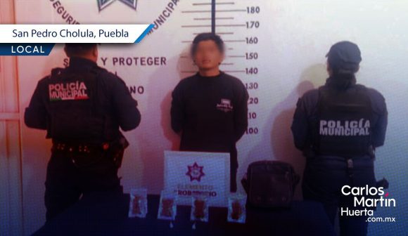 Cae presunto distribuidor de droga en Santiago Momoxpan