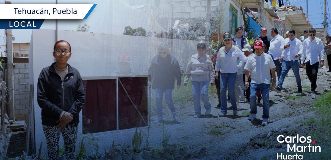 Entrega Secretaría de Bienestar cuartos dormitorio en Tehuacán