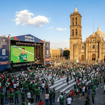 Mundial 2026 en Puebla: instalarán Fan Zone en el Zócalo con pantallas gigantes para transmitir los partidos