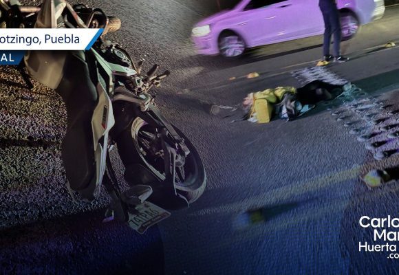 Muere mujer y hombre queda grave tras derrapar su motocicleta en Huejotzingo
