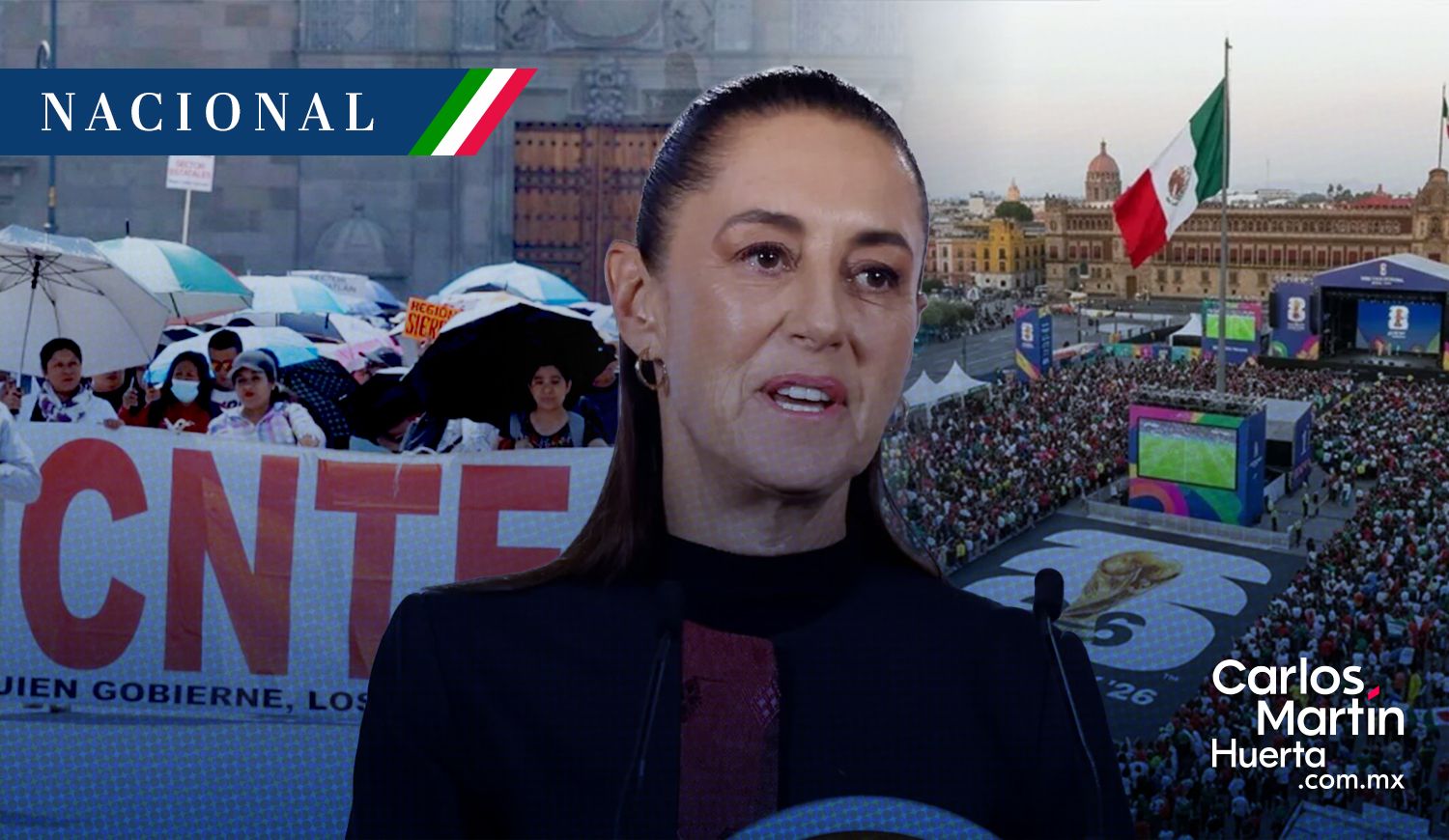 Sheinbaum pone en duda su asistencia al Fan Fest por plantón de la CNTE |  Carlos Martin Huerta Noticias Puebla
