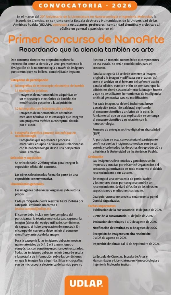 UDLAP convoca al Concurso de NanoArte 2026 1