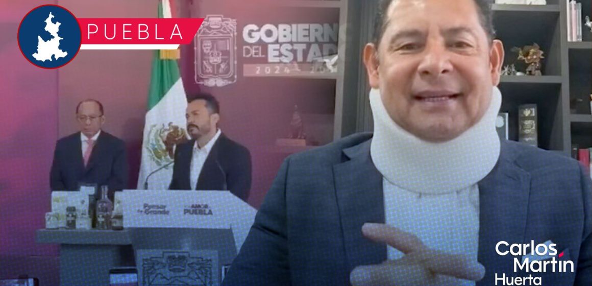 Descartan problemas de salud de Alejandro Armenta tras aparecer con collarín