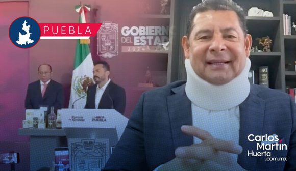 Descartan problemas de salud de Alejandro Armenta tras aparecer con collarín