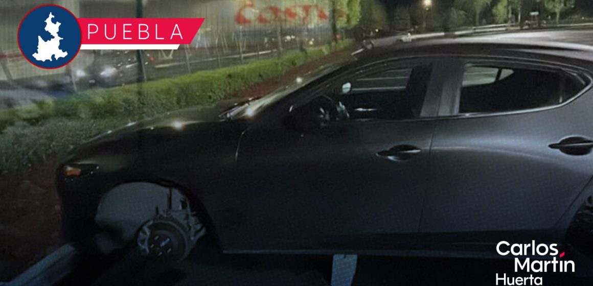 En minutos, roban las cuatro llantas a un vehículo en el Costco de Puebla