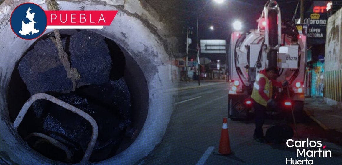 Agua de Puebla detecta que vandalismo y escombros taparon el drenaje en la Prolongación de la 24 Sur