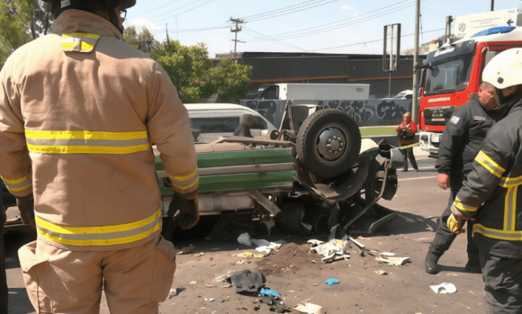 Volcadura de microbús en la México-Pachuca deja 14 lesionados en Tlalnepantla