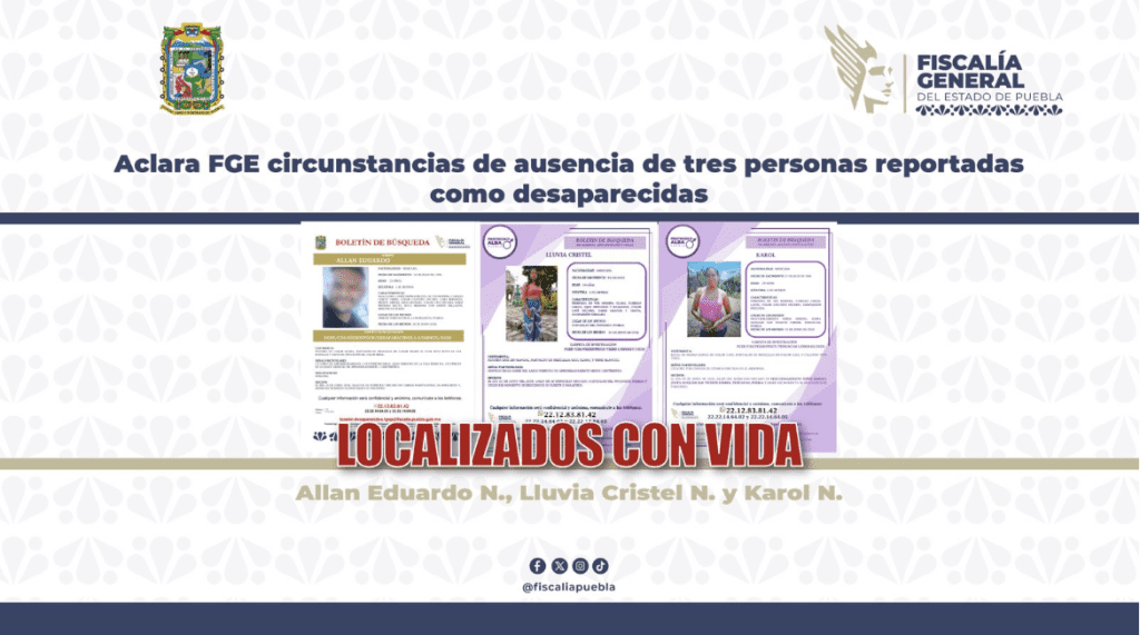 Fiscalía de Puebla localiza sanas a tres personas reportadas como desaparecidas 1 fiscalia