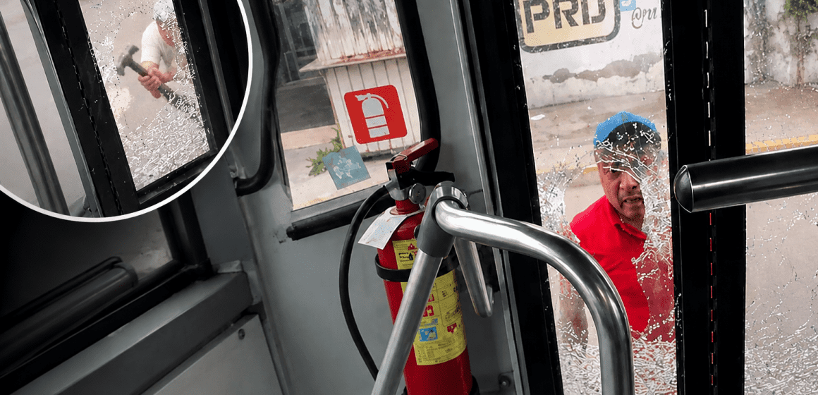 A martillazos, conductor ataca unidad de RUTA