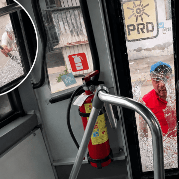 ruta A martillazos, conductor ataca unidad de RUTA