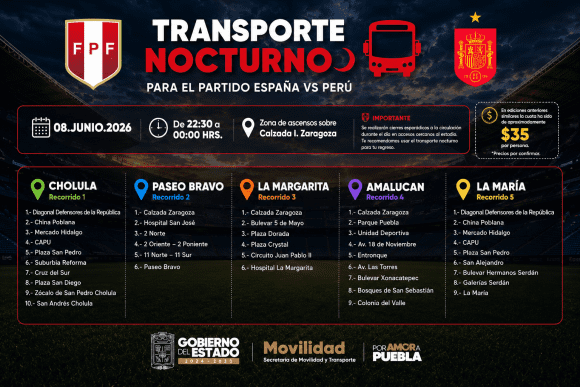 transporte2 Anuncian rutas de transporte nocturno para el partido España vs Perú en el Cuauhtémoc