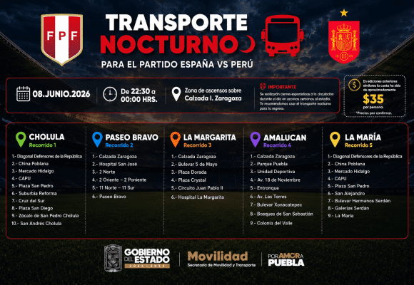 transporte2 Anuncian rutas de transporte nocturno para el partido España vs Perú en el Cuauhtémoc