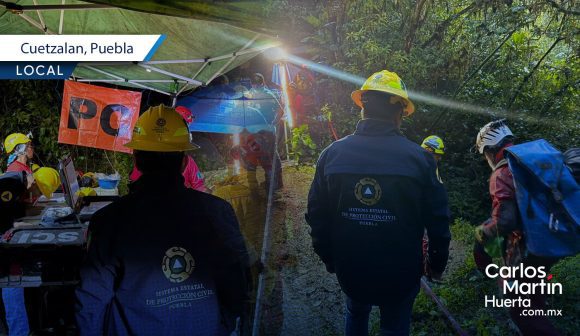 Reanudan búsqueda de tres turistas desaparecidos en gruta de Cuetzalan