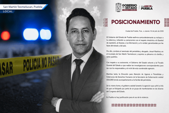Gobierno de Puebla condena el asesinato del periodista Josué Martínez en Texmelucan