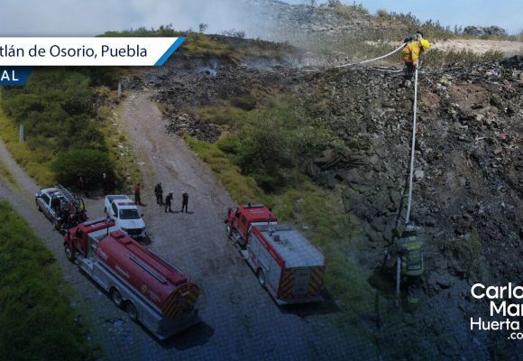 Incendio relleno sanitario Acatlán Reportan 60% de control en incendio del relleno sanitario de Acatlán de Osorio