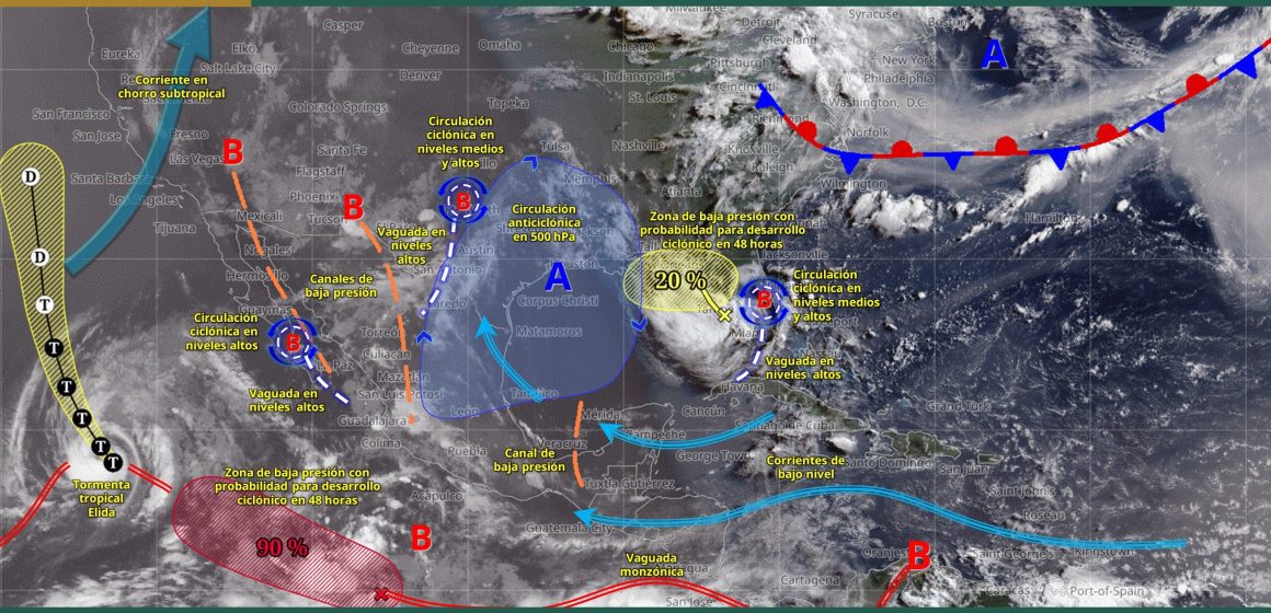 Monzón mexicano Monzón mexicano y canales de baja presión desatarán lluvias y rachas de viento en el país