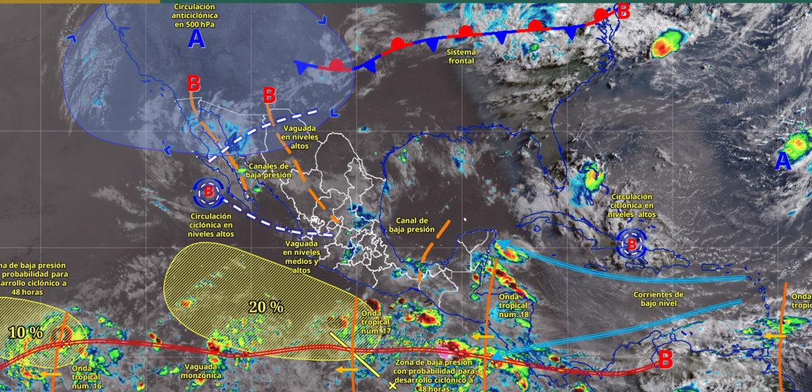 Ondas tropicales 17 y 18 Persisten lluvias intensas en el país por avance de dos ondas tropicales