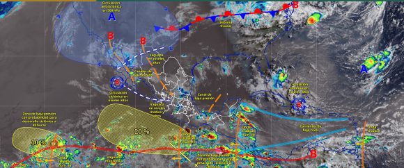 Ondas tropicales 17 y 18 Persisten lluvias intensas en el país por avance de dos ondas tropicales