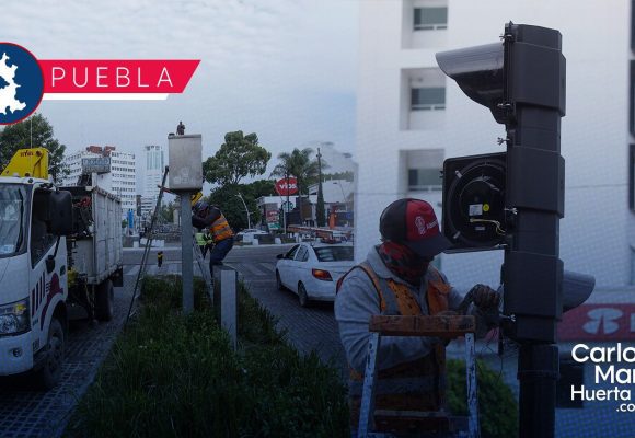 Festejo mundialista deja caos en Puebla; Destruyen semáforos y vandalizan zona de la Juárez