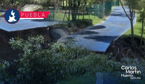 Enorme socavón derrumba ciclopista en Ecoparque Metropolitano en Puebla