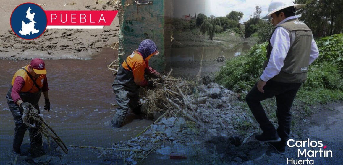 Ayuntamiento de Puebla limpia barrancas y vasos reguladores para evitar inundaciones