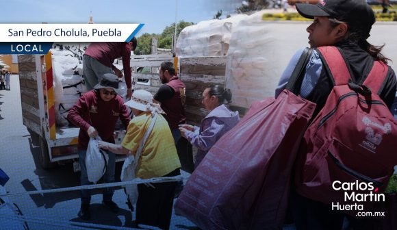 Entrega de apoyos alimentarios en San Pedro Cholula: Benefician a familias con más de 1,900 despensas